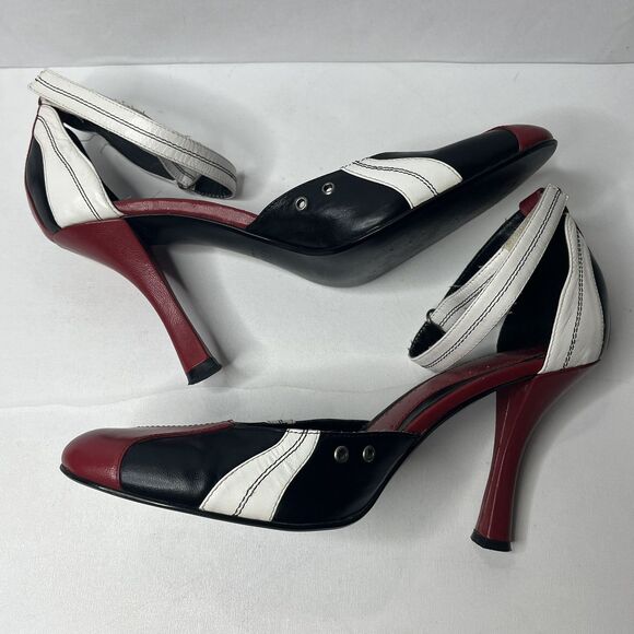 Guess by Marciano Black Red Leather Slingback 4.5” Heels Women’s Size 10M - Picture 5 of 10